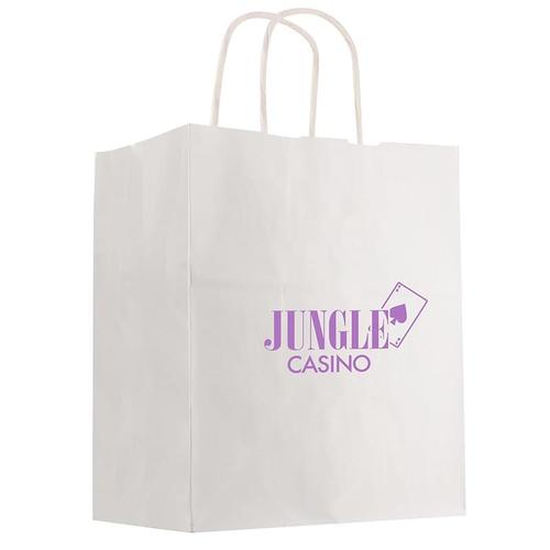 Photo of Kraft Paper White Shopping Bag   13" X 17"
