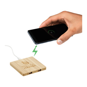 Bamboo Wireless Charging Pad With Dual Outputs