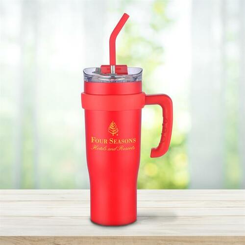 40 Oz Travel Mug With Straw And Removable Handle