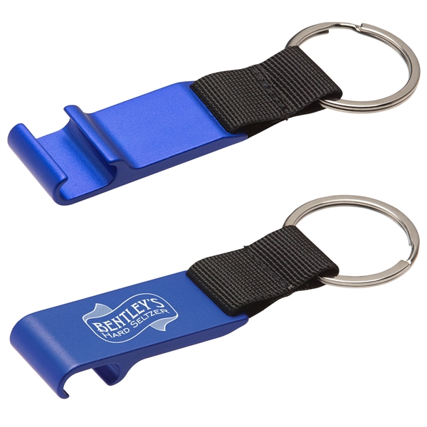 Metallic Blue color option for Aluminum Bottle Opener With Key Ring