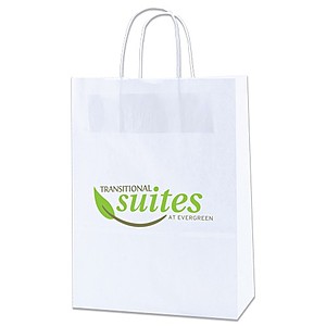 White Kraft Shopping Bags   10" X 13.5"